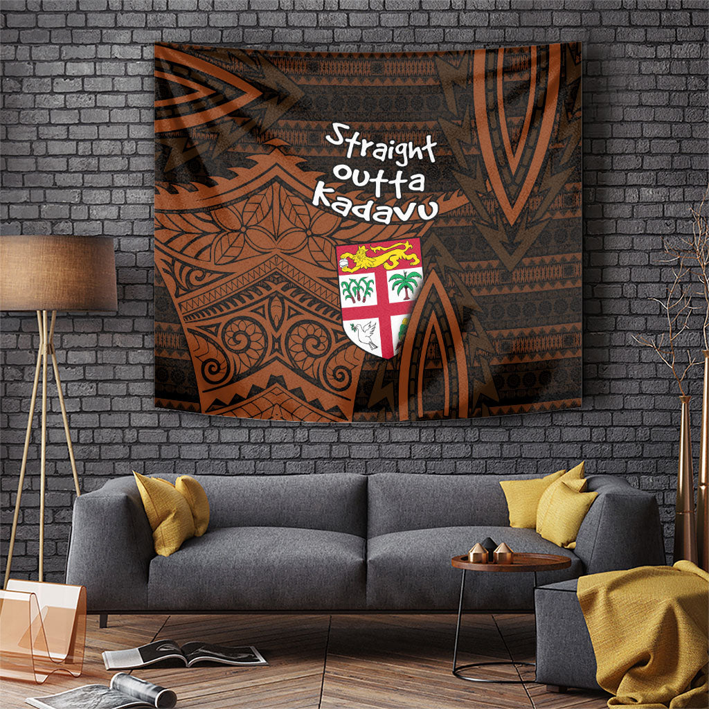 Straight Outta Kadavu Fiji Tapestry Tribal Polynesian Tattoo Coat Of Arms Flag