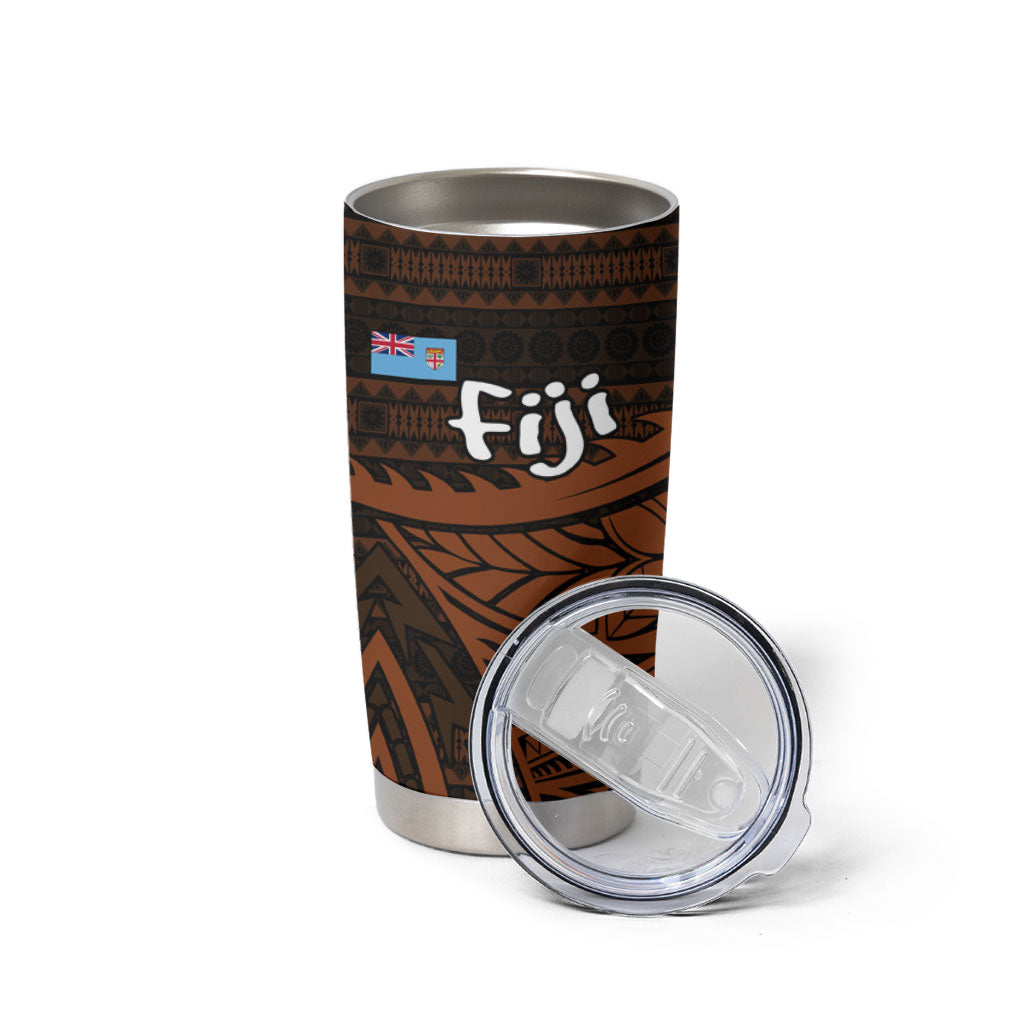 Straight Outta Kadavu Fiji Tumbler Cup Tribal Polynesian Tattoo Coat Of Arms Flag
