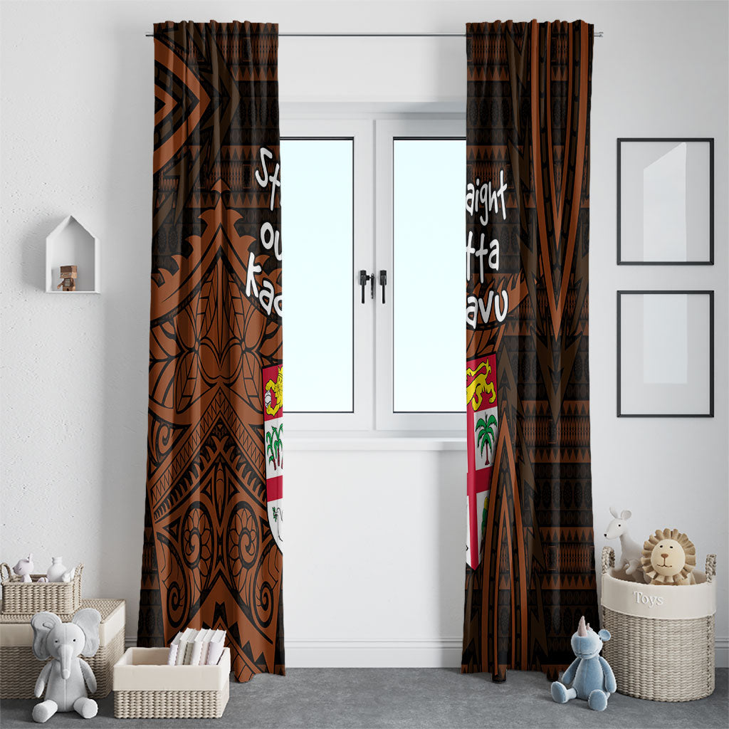Straight Outta Kadavu Fiji Window Curtain Tribal Polynesian Tattoo Coat Of Arms Flag
