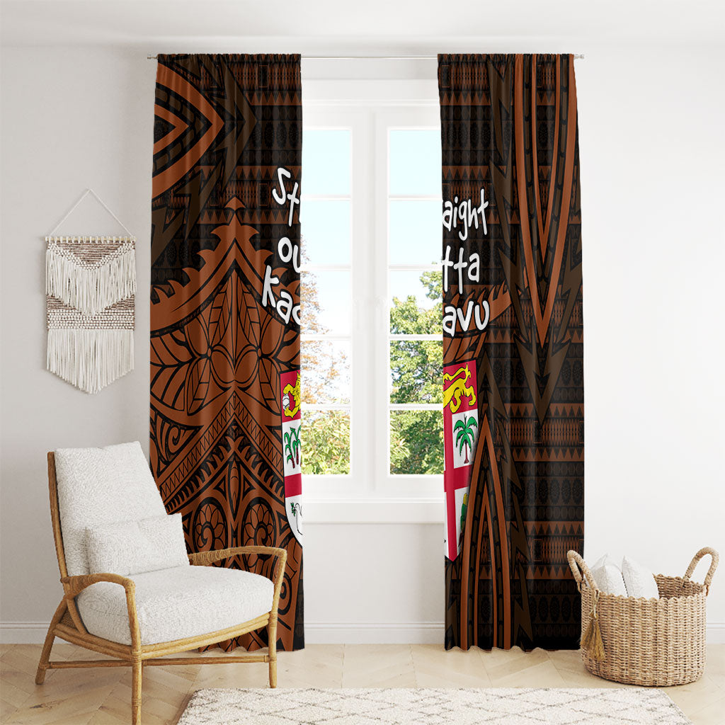 Straight Outta Kadavu Fiji Window Curtain Tribal Polynesian Tattoo Coat Of Arms Flag