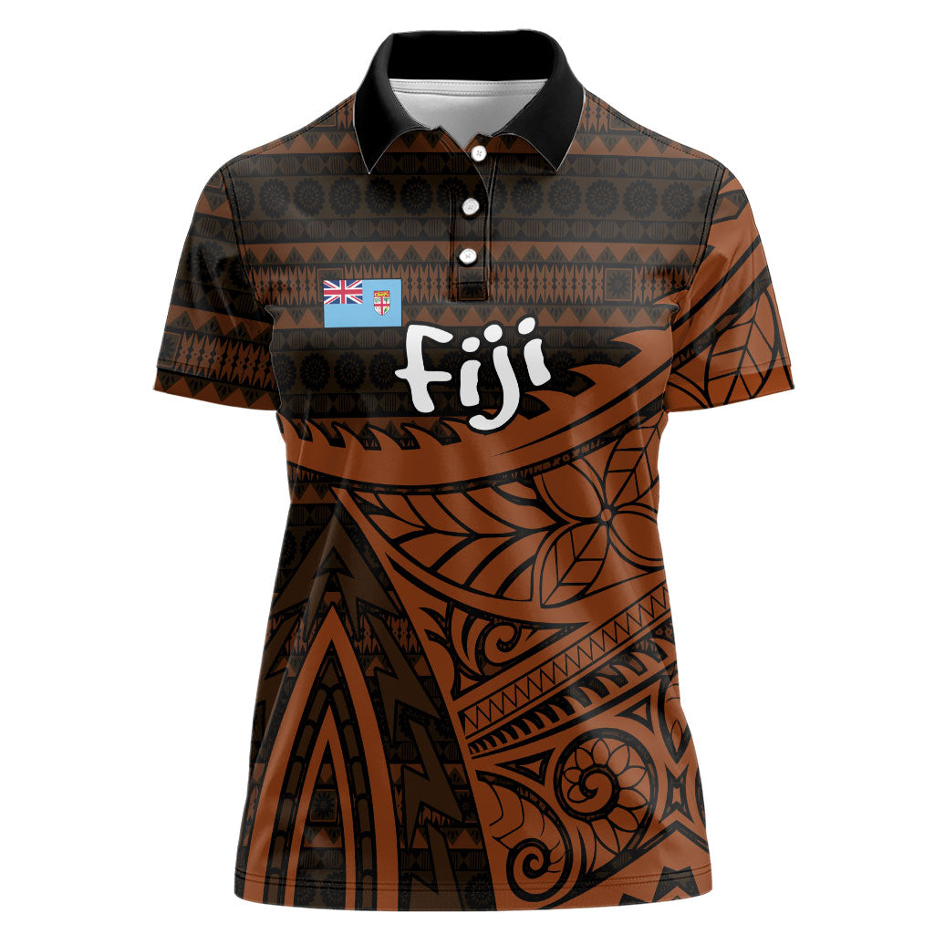 Straight Outta Kadavu Fiji Women Polo Shirt Tribal Polynesian Tattoo Coat Of Arms Flag