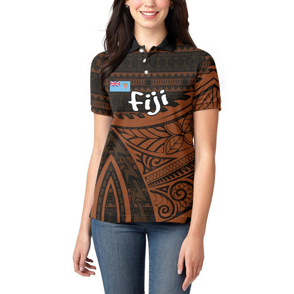 Straight Outta Kadavu Fiji Women Polo Shirt Tribal Polynesian Tattoo Coat Of Arms Flag