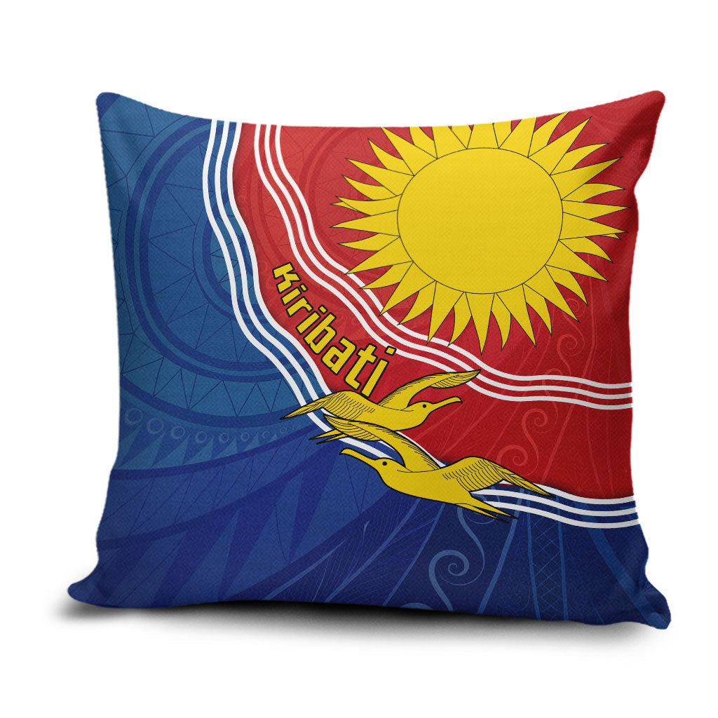 Kiribati Flag Coat Of Arms Pillow Cover Sun Rising Frigatebird Pacific Island Tribal Pattern TS04 Red Yellow - Polynesian Pride