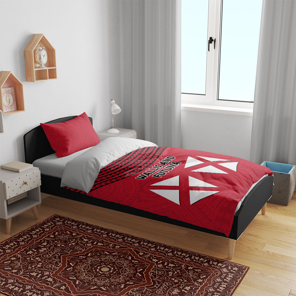 Wallis And Futuna Bedding Set Polynesian Tattoo Flag Map