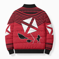 Wallis And Futuna Bomber Puffer Jacket Polynesian Tattoo Flag Map