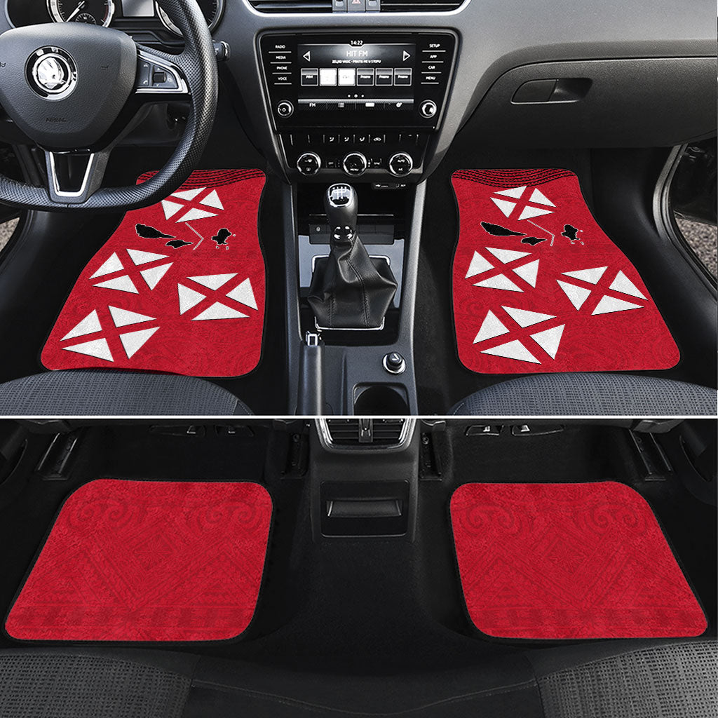 Wallis And Futuna Car Mats Polynesian Tattoo Flag Map TS04 Set 4pcs Red Black - Polynesian Pride