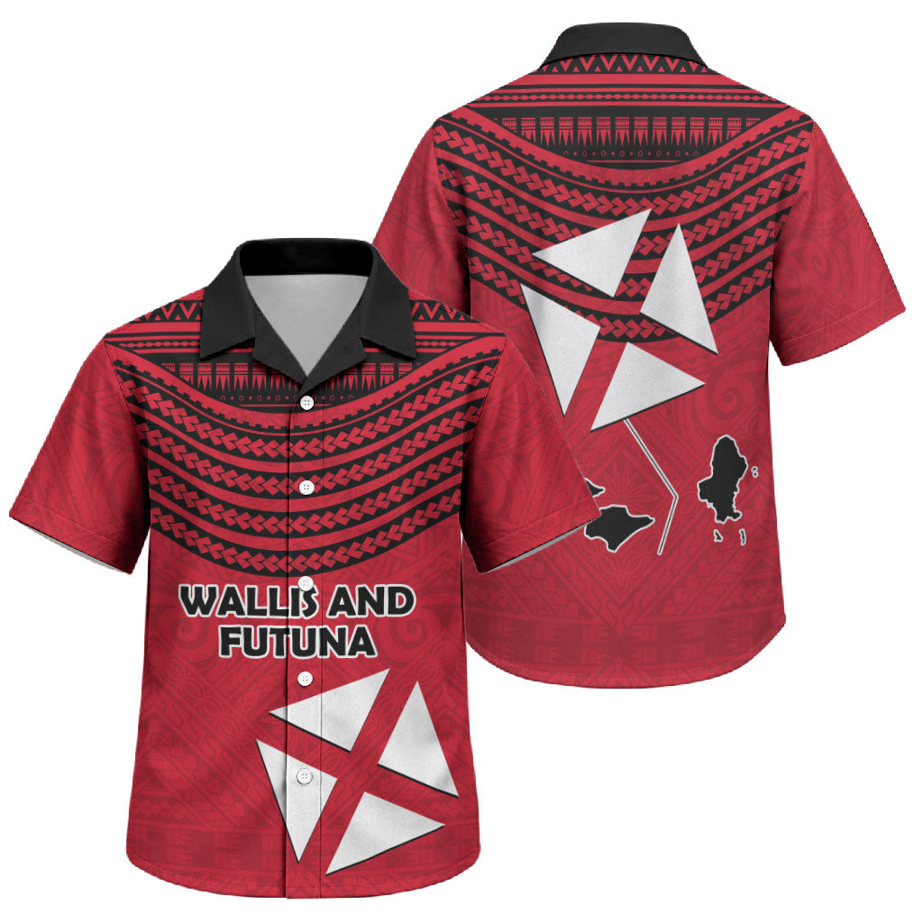 Wallis And Futuna Family Matching Off Shoulder Short Dress and Hawaiian Shirt Polynesian Tattoo Flag Map