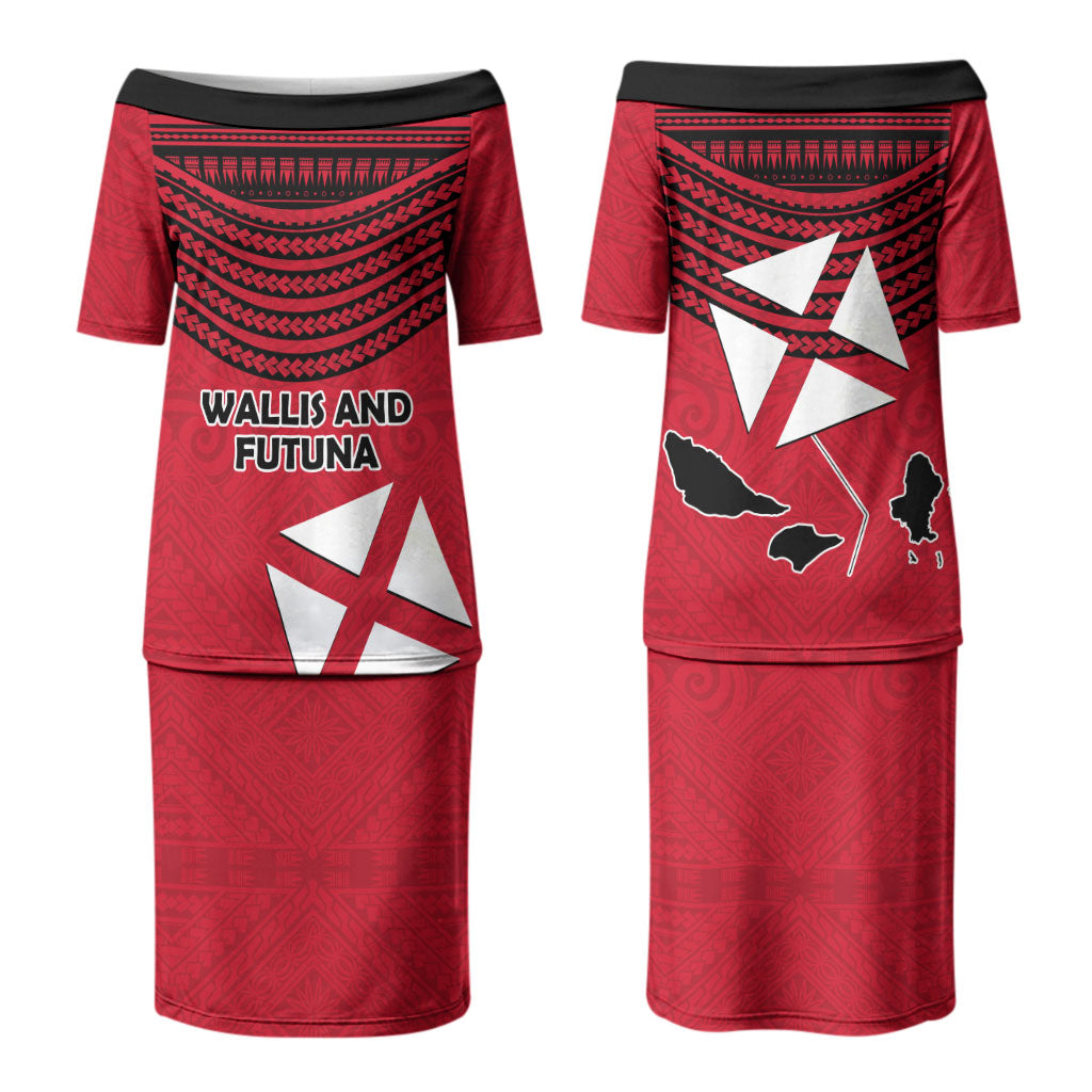 Wallis And Futuna Family Matching Puletasi and Hawaiian Shirt Polynesian Tattoo Flag Map