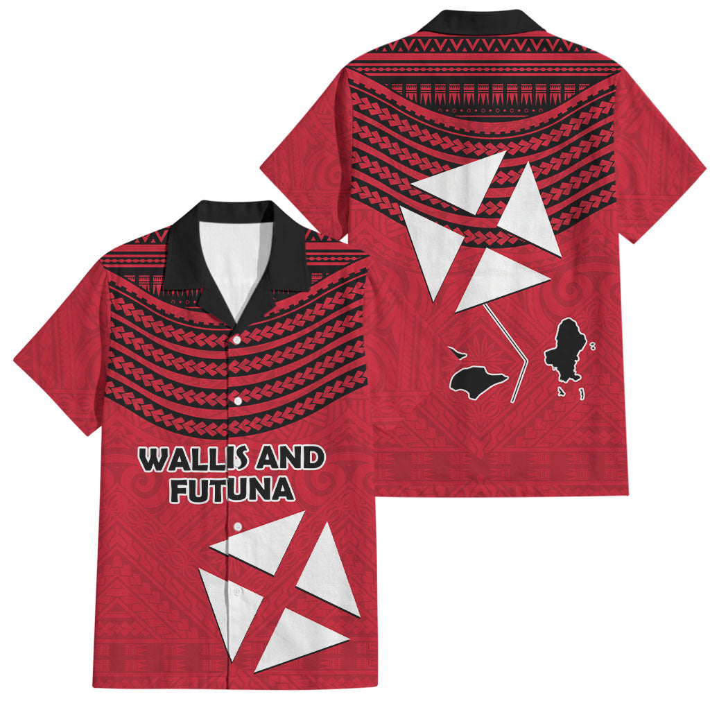 Wallis And Futuna Family Matching Summer Maxi Dress and Hawaiian Shirt Polynesian Tattoo Flag Map