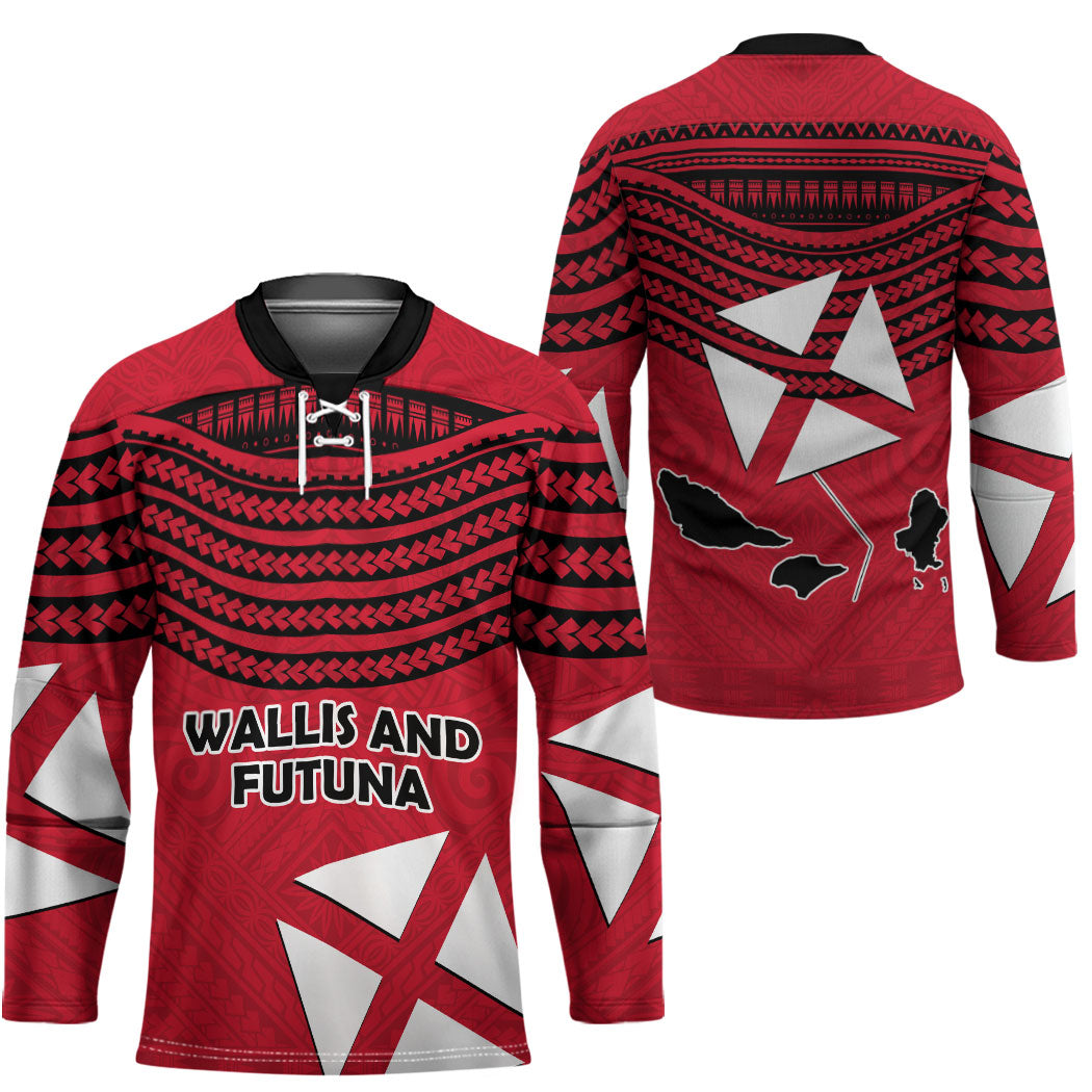 Wallis And Futuna Hockey Jersey Polynesian Tattoo Flag Map