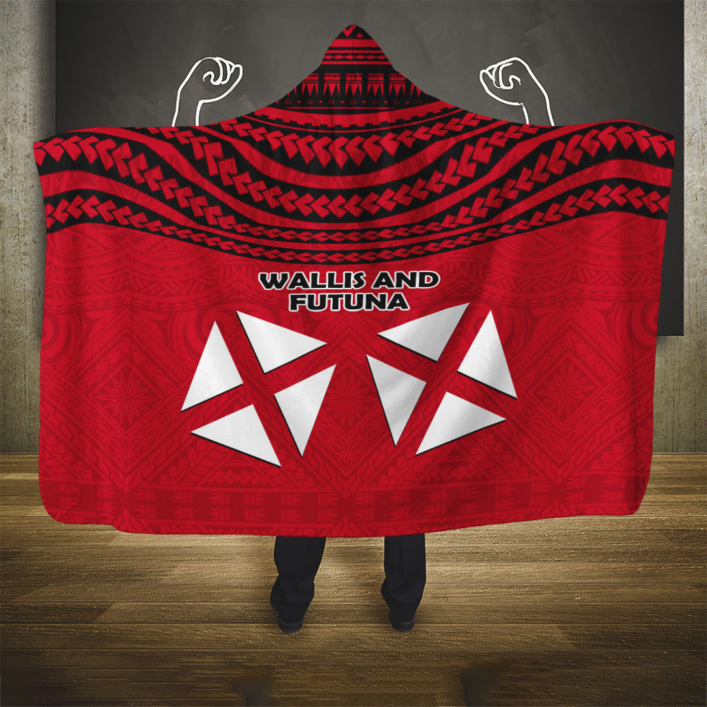 Wallis And Futuna Hooded Blanket Polynesian Tattoo Flag Map