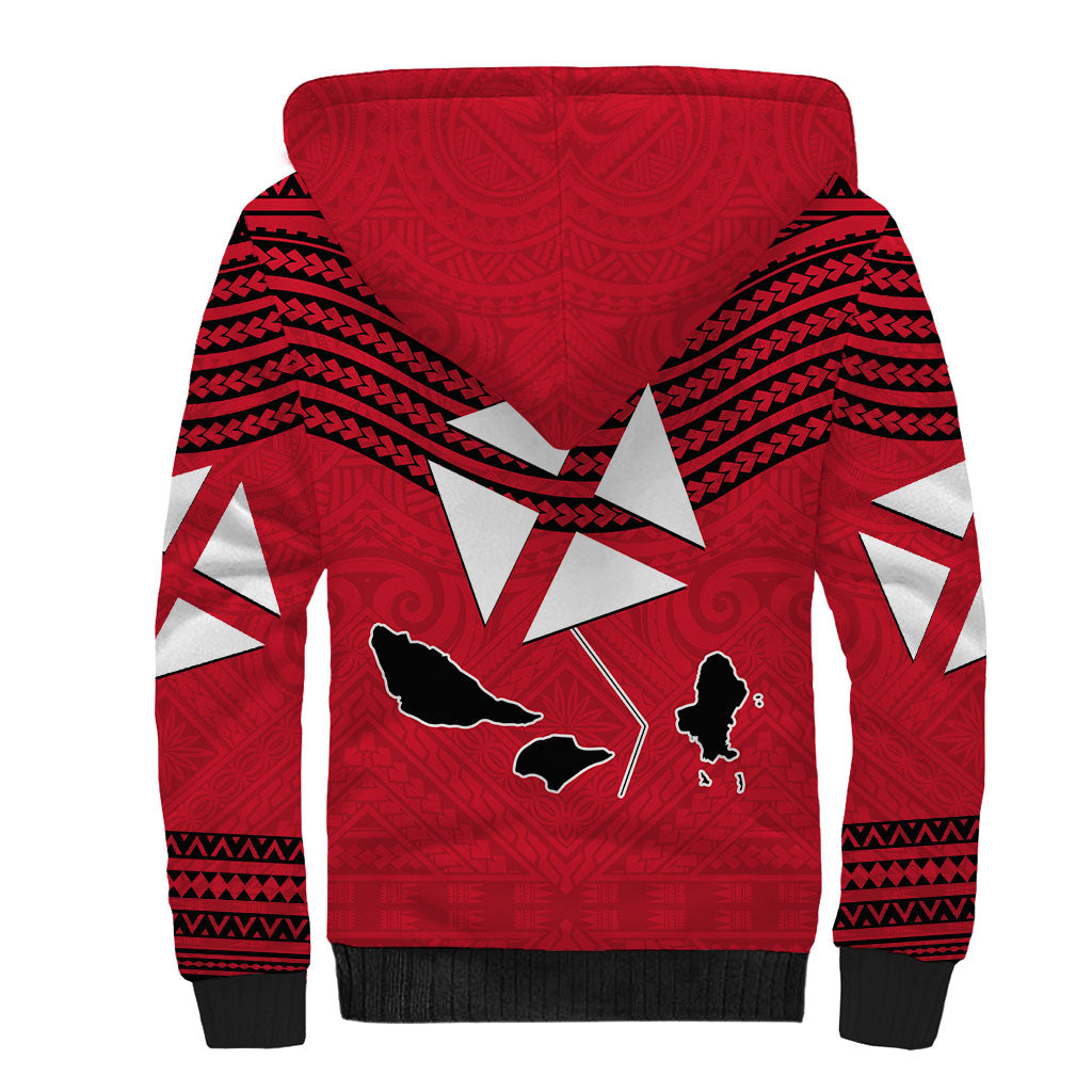 Wallis And Futuna Sherpa Hoodie Polynesian Tattoo Flag Map