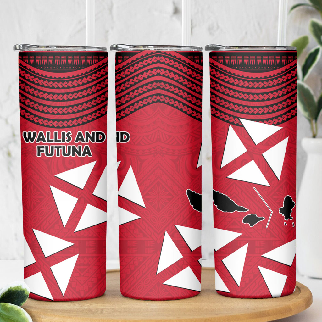 Wallis And Futuna Skinny Tumbler Polynesian Tattoo Flag Map