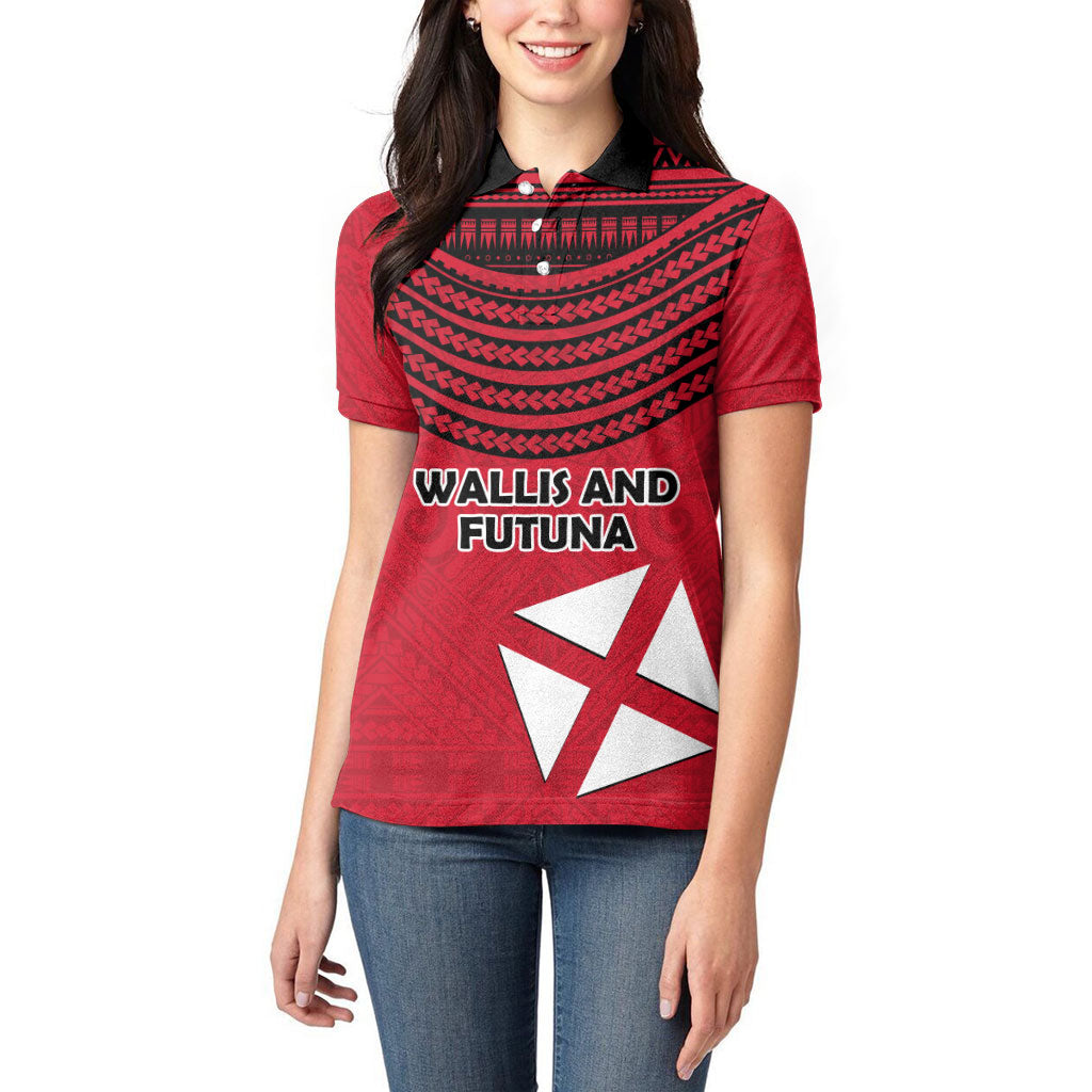 Wallis And Futuna Women Polo Shirt Polynesian Tattoo Flag Map