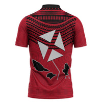 Wallis And Futuna Zipper Polo Shirt Polynesian Tattoo Flag Map
