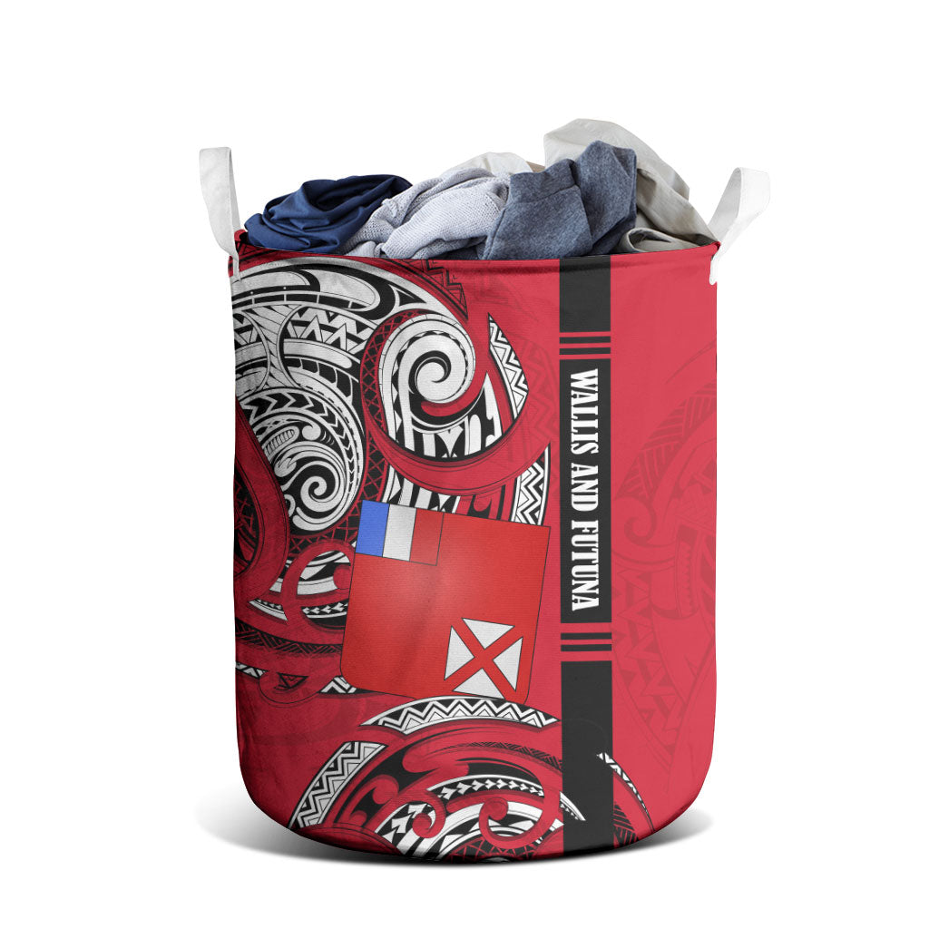 Wallis And Futuna Laundry Basket Tribal Polynesian Tattoo Flag Motif
