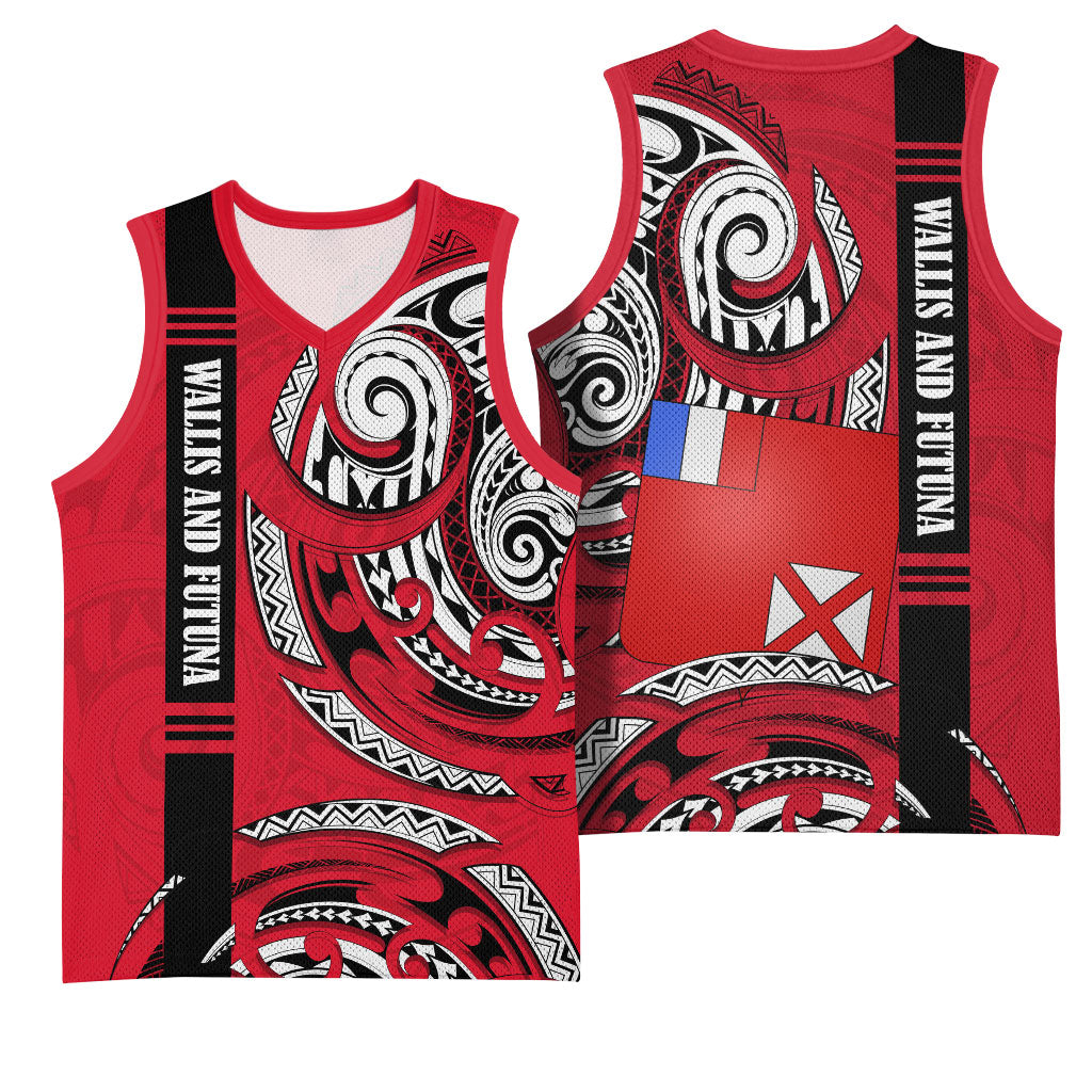 Wallis And Futuna Basketball Jersey Tribal Polynesian Tattoo Flag Motif