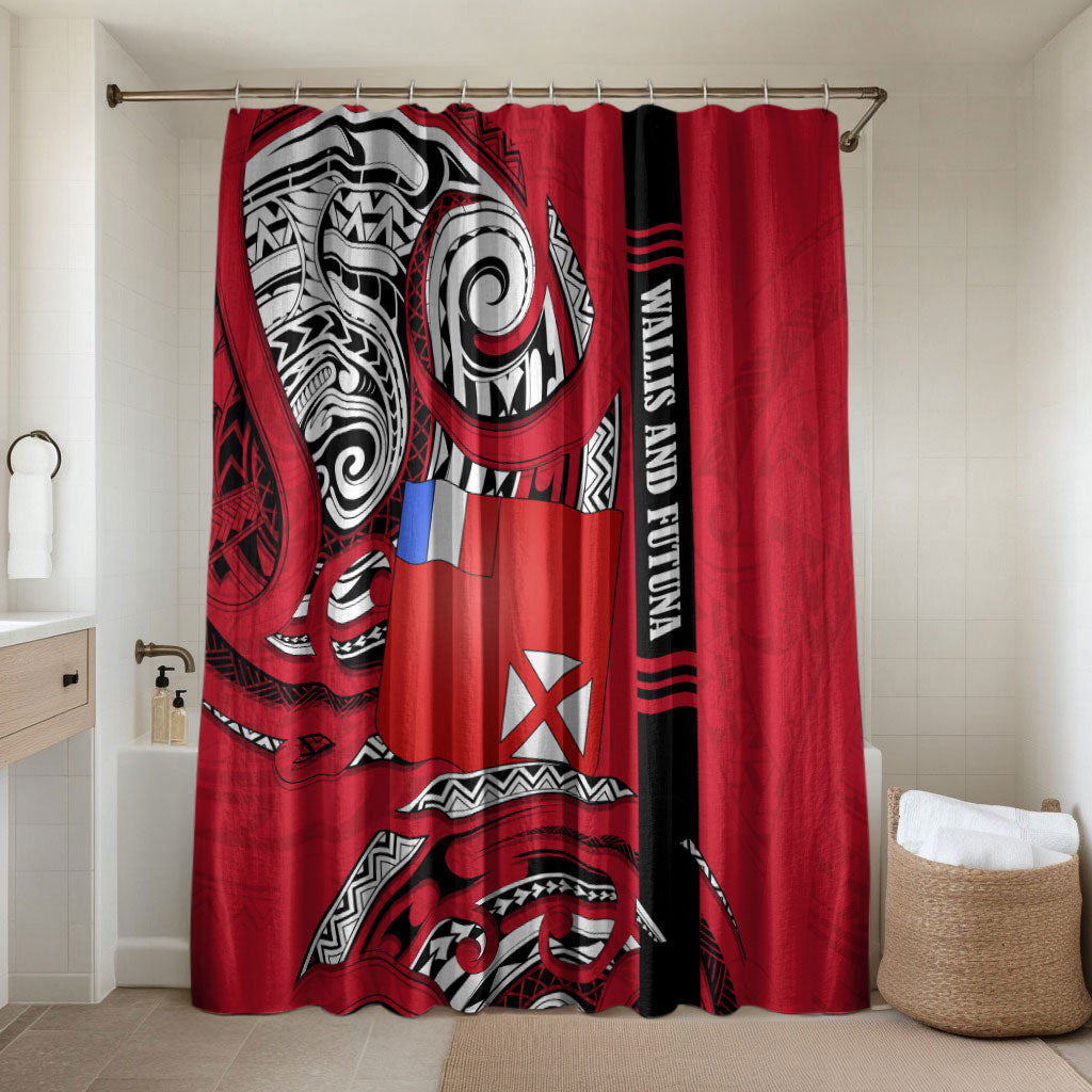 Wallis And Futuna Bathroom Set Tribal Polynesian Tattoo Flag Motif