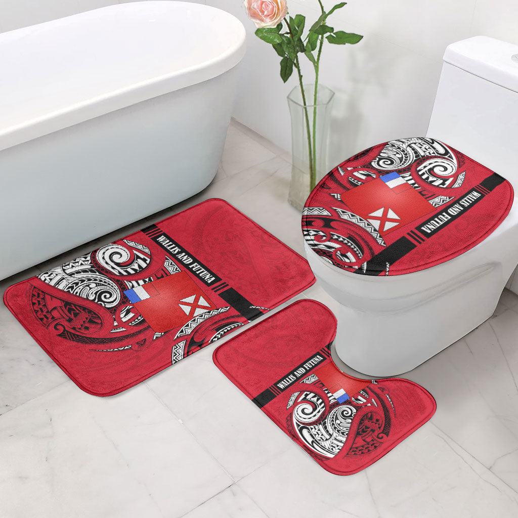 Wallis And Futuna Bathroom Set Tribal Polynesian Tattoo Flag Motif