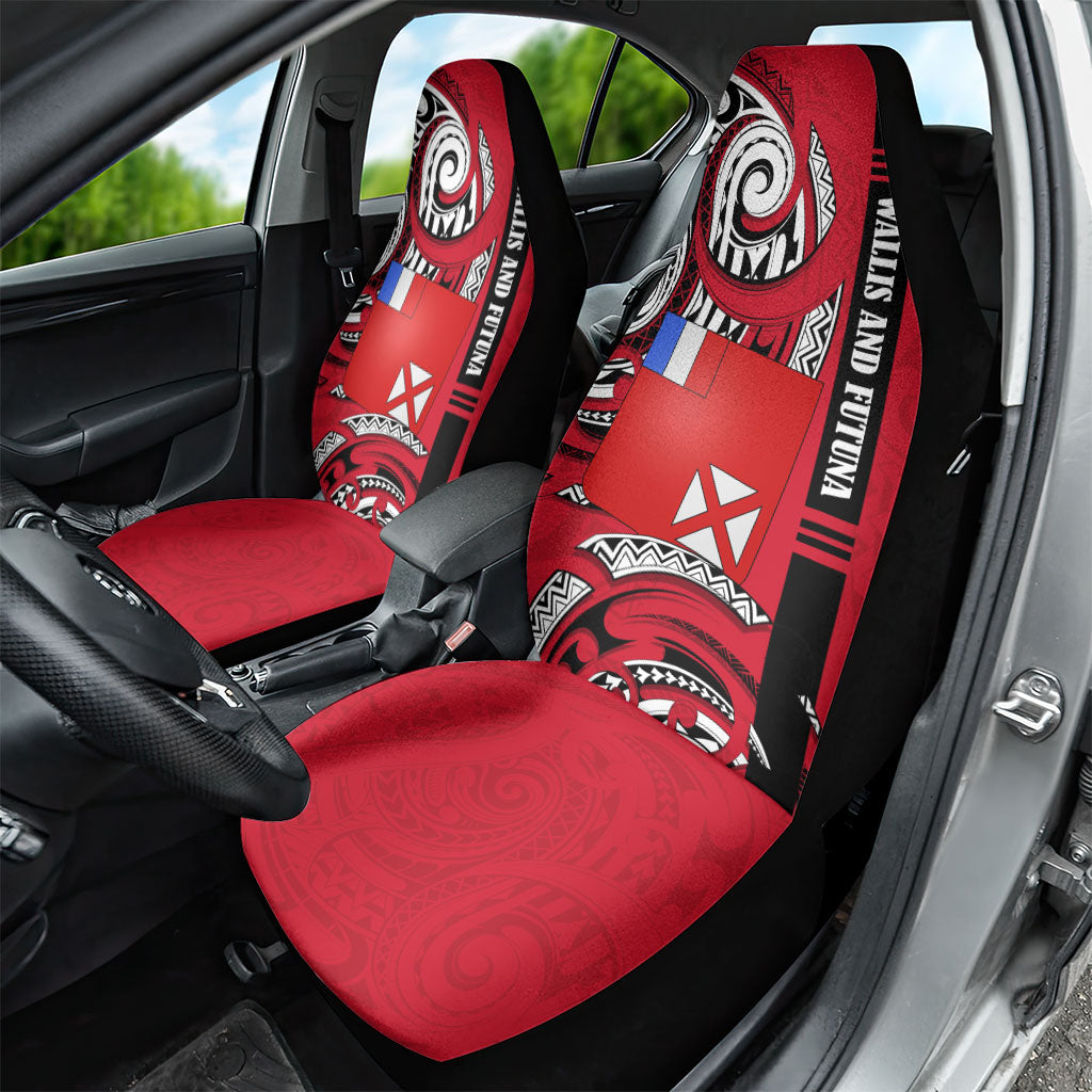 Wallis And Futuna Car Seat Cover Tribal Polynesian Tattoo Flag Motif