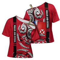 Wallis And Futuna Cross Shoulder Shirt Tribal Polynesian Tattoo Flag Motif