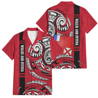 Wallis And Futuna Family Matching Puletasi and Hawaiian Shirt Tribal Polynesian Tattoo Flag Motif