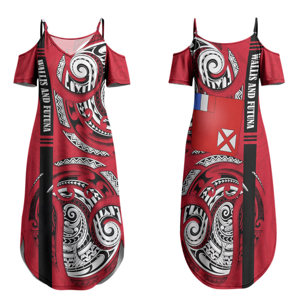 Wallis And Futuna Family Matching Summer Maxi Dress and Hawaiian Shirt Tribal Polynesian Tattoo Flag Motif