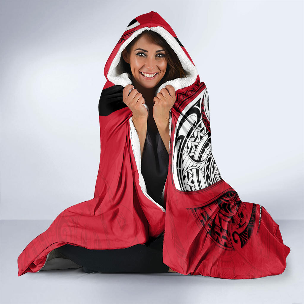 Wallis And Futuna Hooded Blanket Tribal Polynesian Tattoo Flag Motif