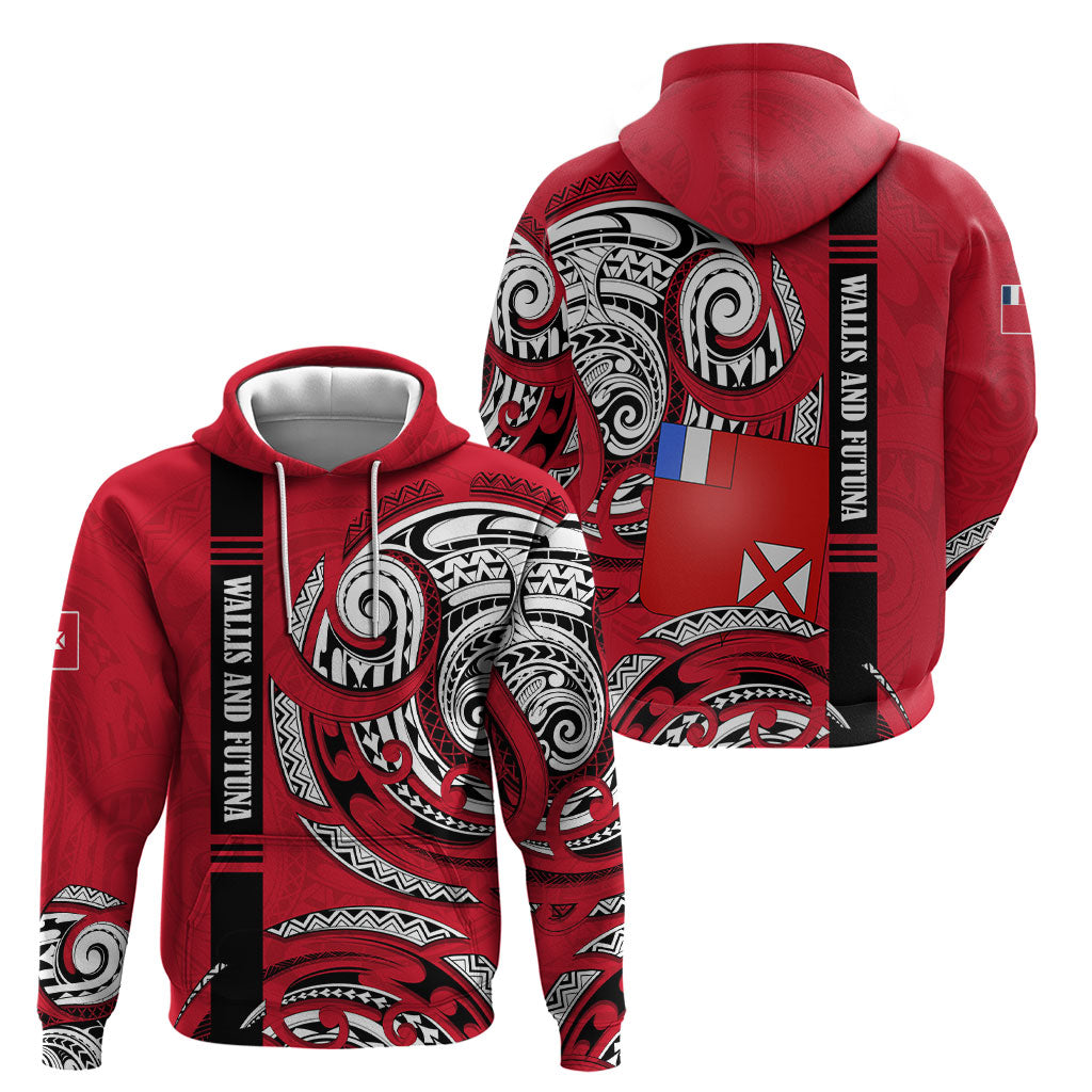 Wallis And Futuna Hoodie Tribal Polynesian Tattoo Flag Motif