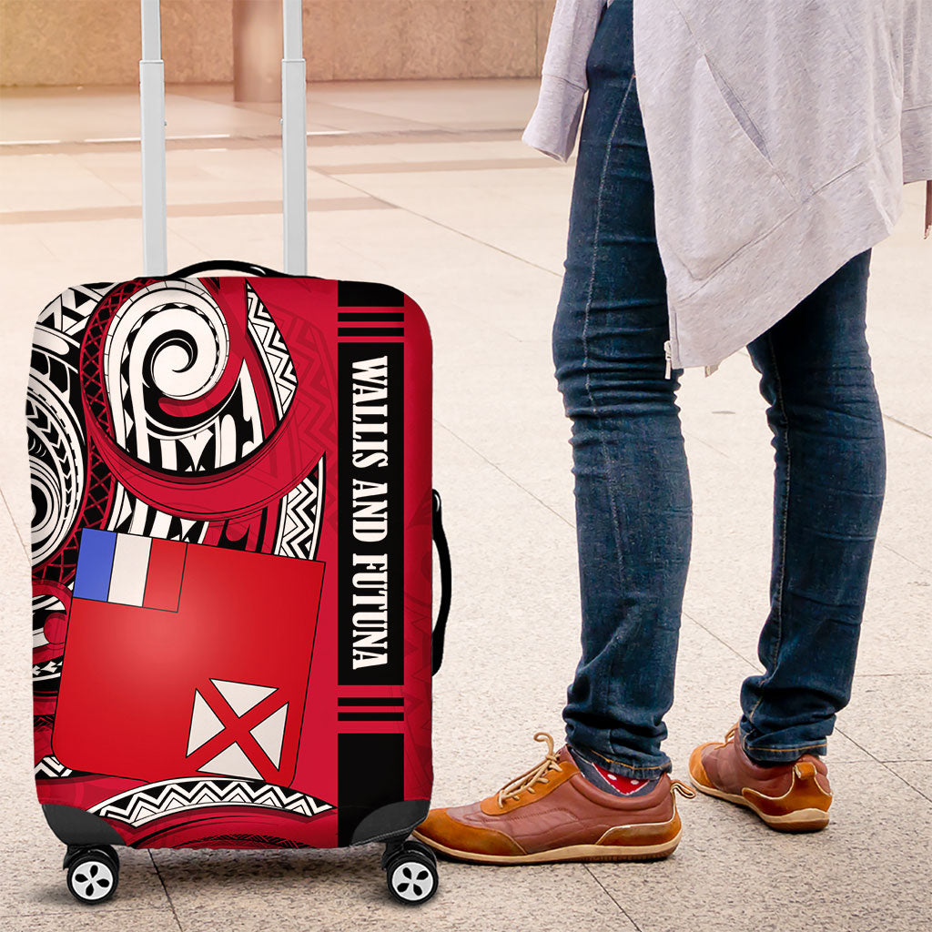 Wallis And Futuna Luggage Cover Tribal Polynesian Tattoo Flag Motif