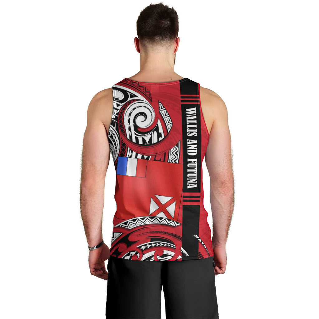 Wallis And Futuna Men Tank Top Tribal Polynesian Tattoo Flag Motif