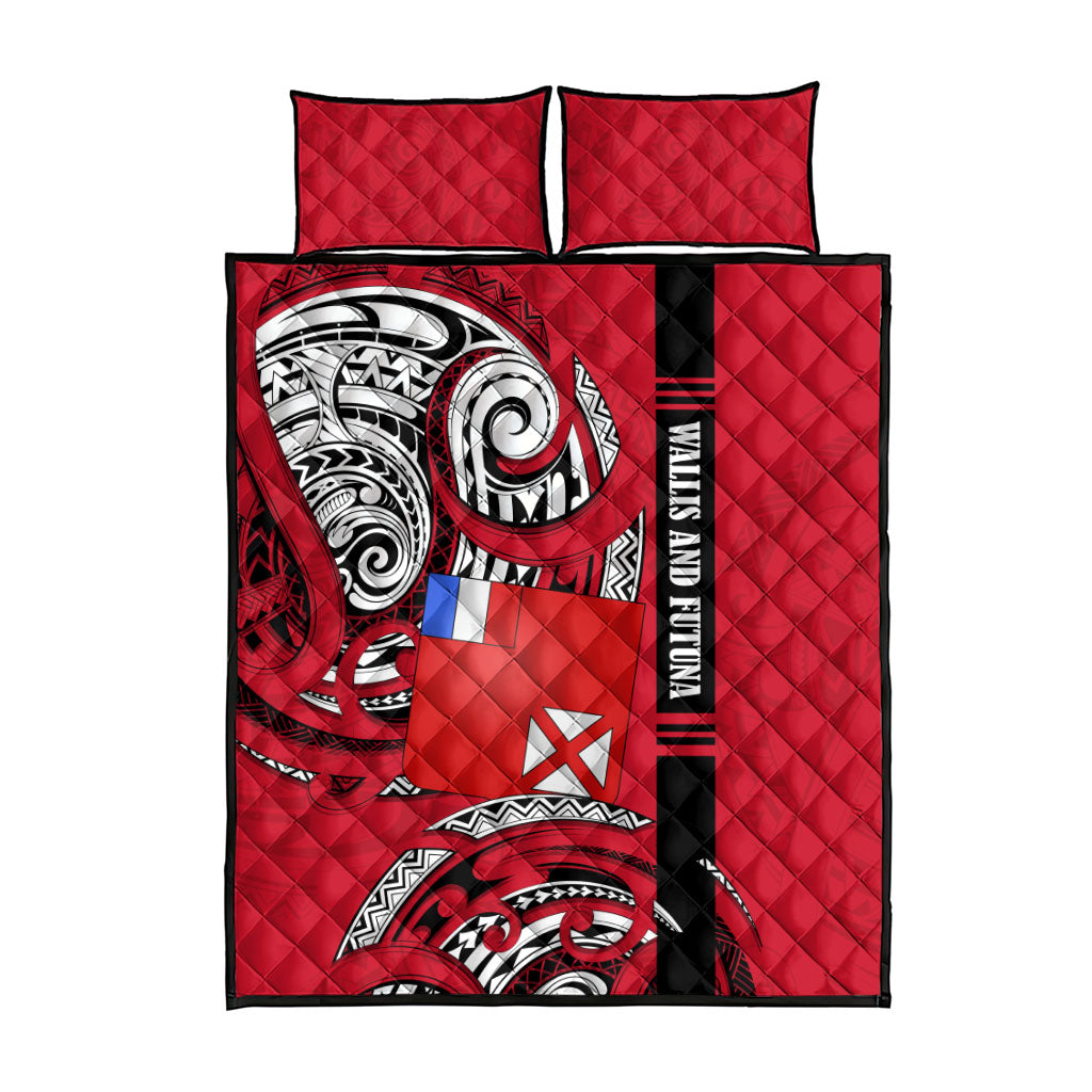 Wallis And Futuna Quilt Bed Set Tribal Polynesian Tattoo Flag Motif