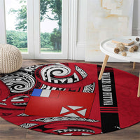 Wallis And Futuna Round Carpet Tribal Polynesian Tattoo Flag Motif