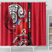 Wallis And Futuna Shower Curtain Tribal Polynesian Tattoo Flag Motif