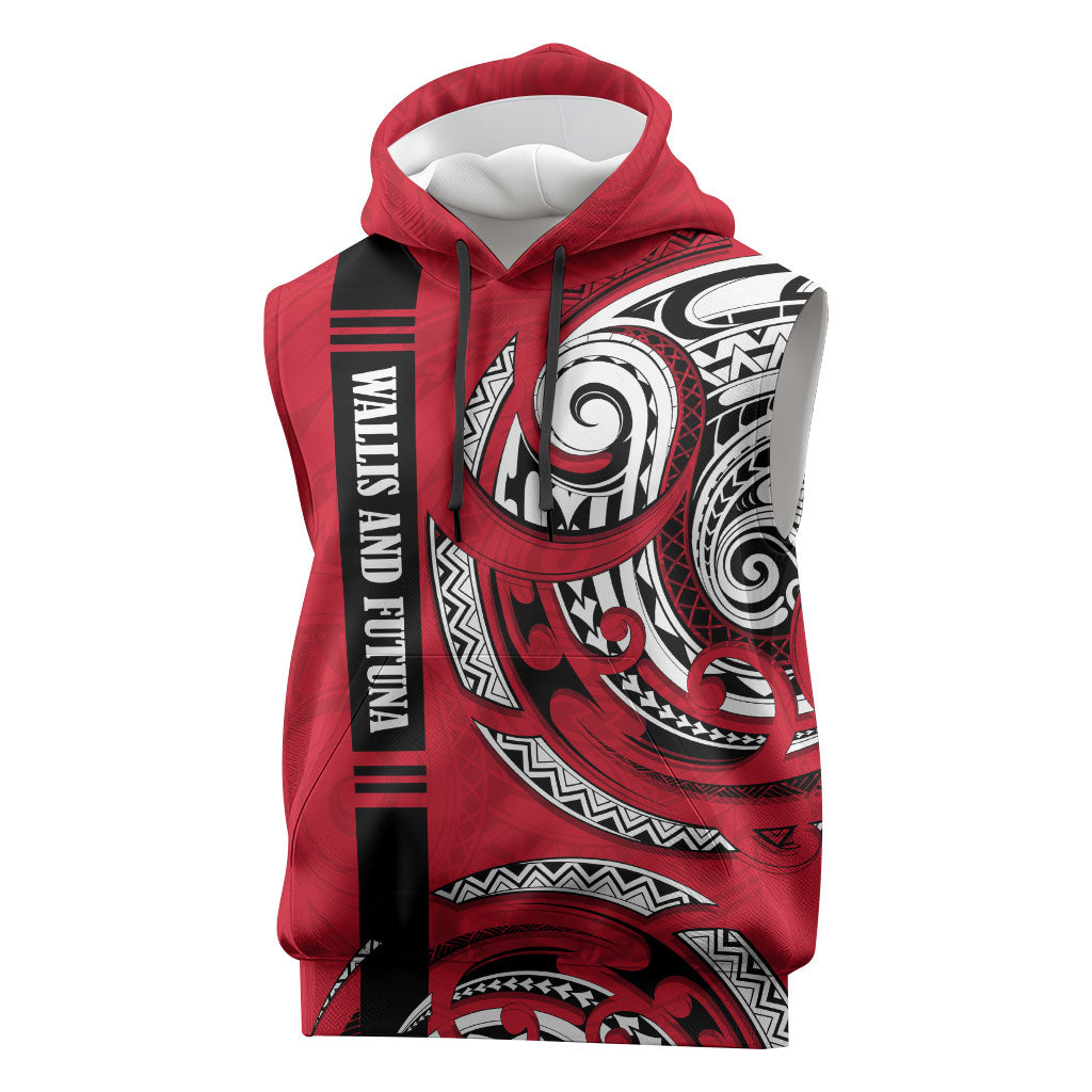 Wallis And Futuna Sleeveless Hoodie Tribal Polynesian Tattoo Flag Motif