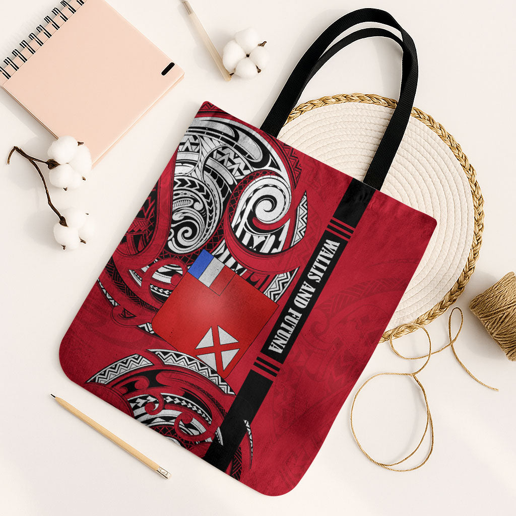 Wallis And Futuna Tote Bag Tribal Polynesian Tattoo Flag Motif