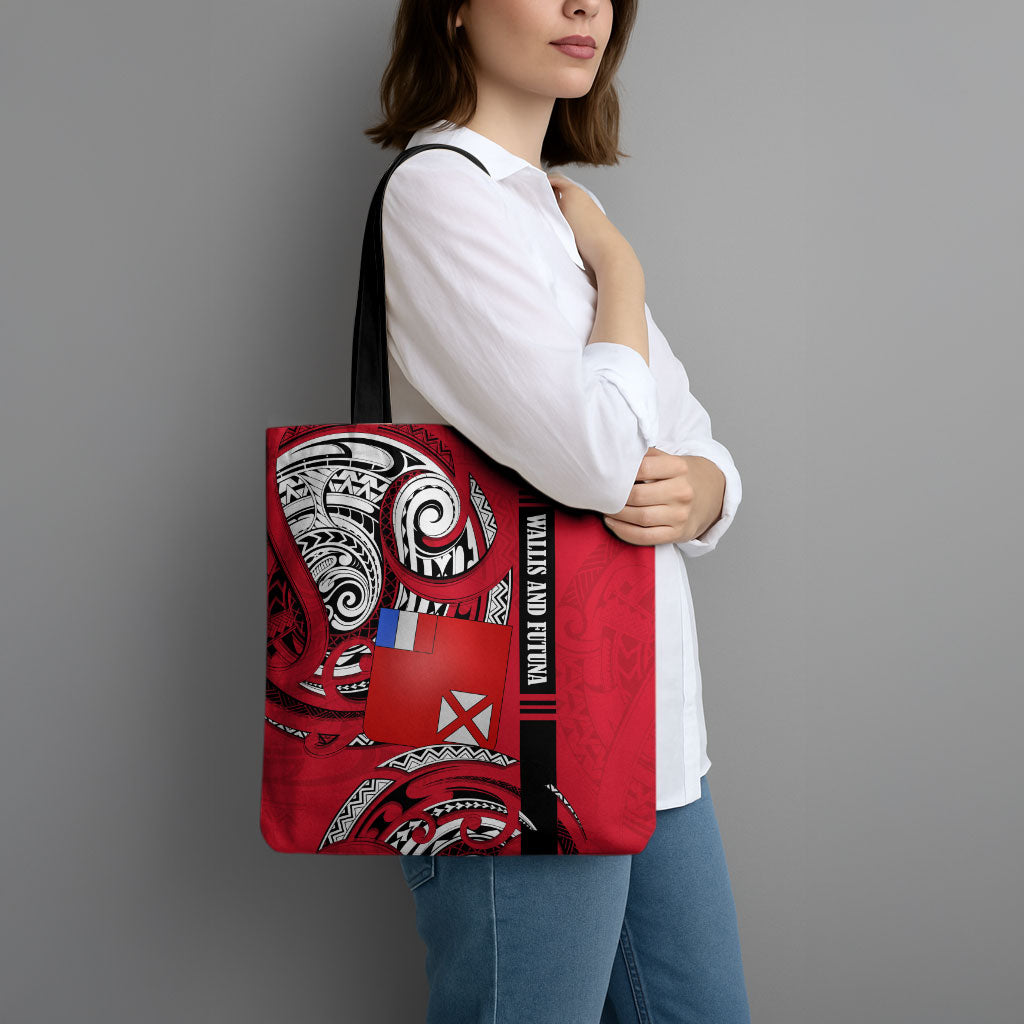Wallis And Futuna Tote Bag Tribal Polynesian Tattoo Flag Motif