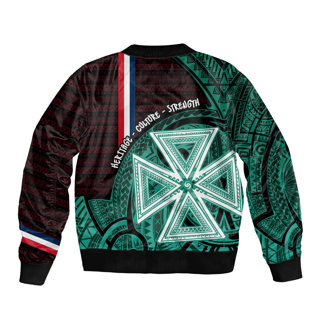 Wallis And Futuna Bomber Jacket Tribal Polynesian Tattoo Heritage Cross Flag