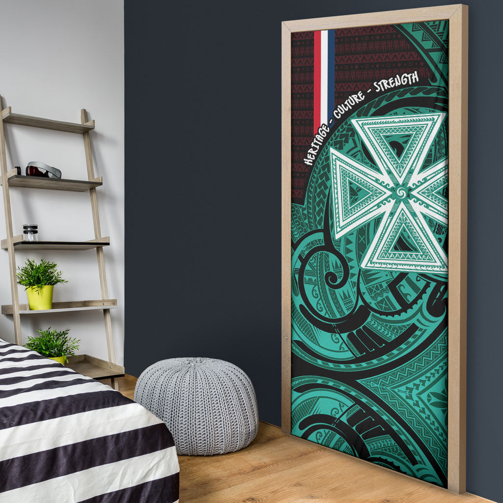 Wallis And Futuna Door Cover Tribal Polynesian Tattoo Heritage Cross Flag