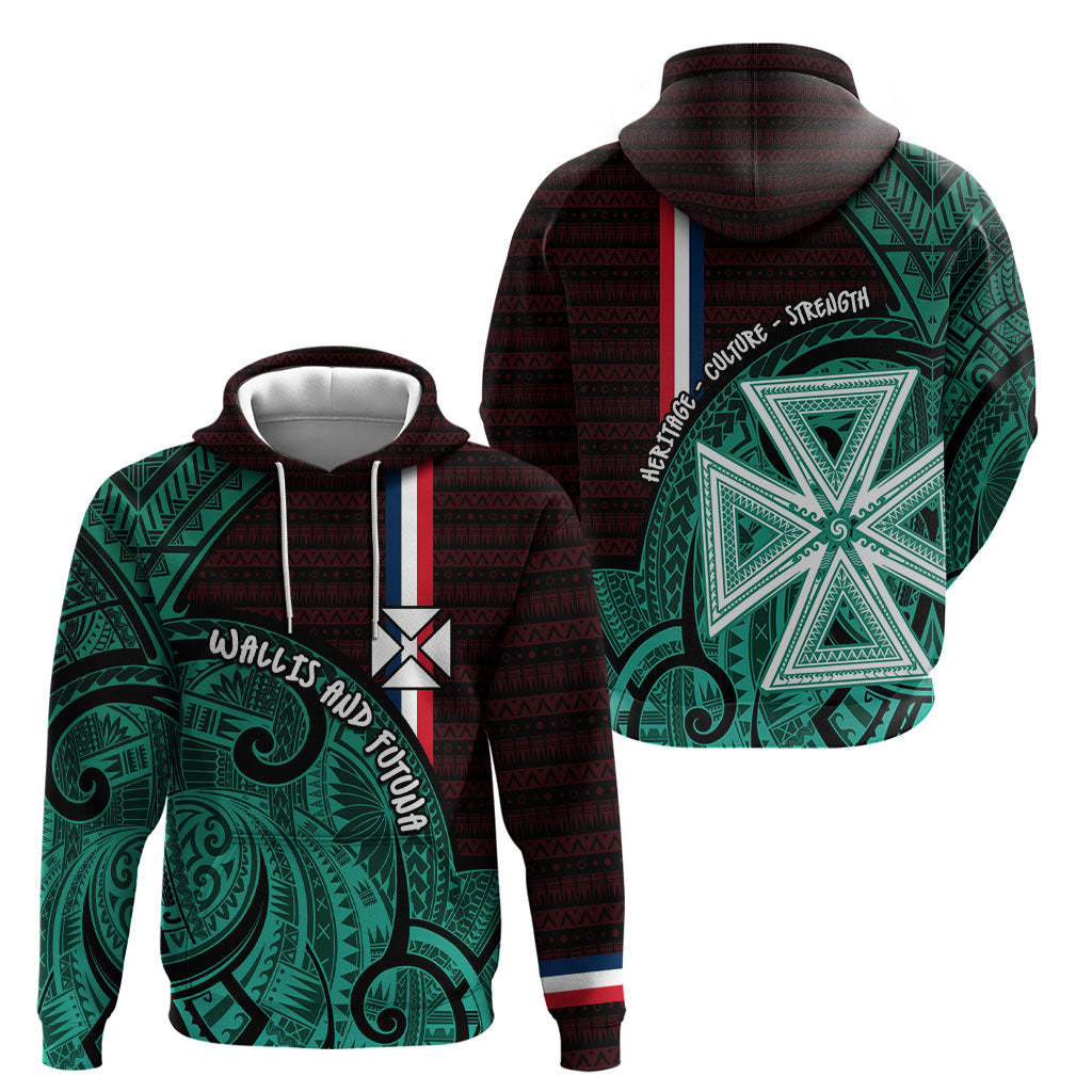 Wallis And Futuna Hoodie Tribal Polynesian Tattoo Heritage Cross Flag