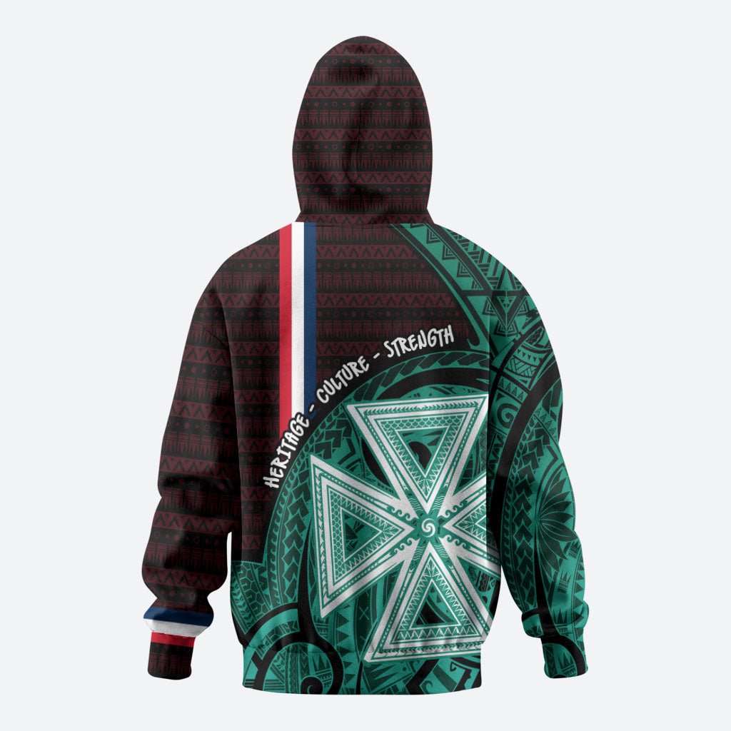 Wallis And Futuna Hoodie Tribal Polynesian Tattoo Heritage Cross Flag