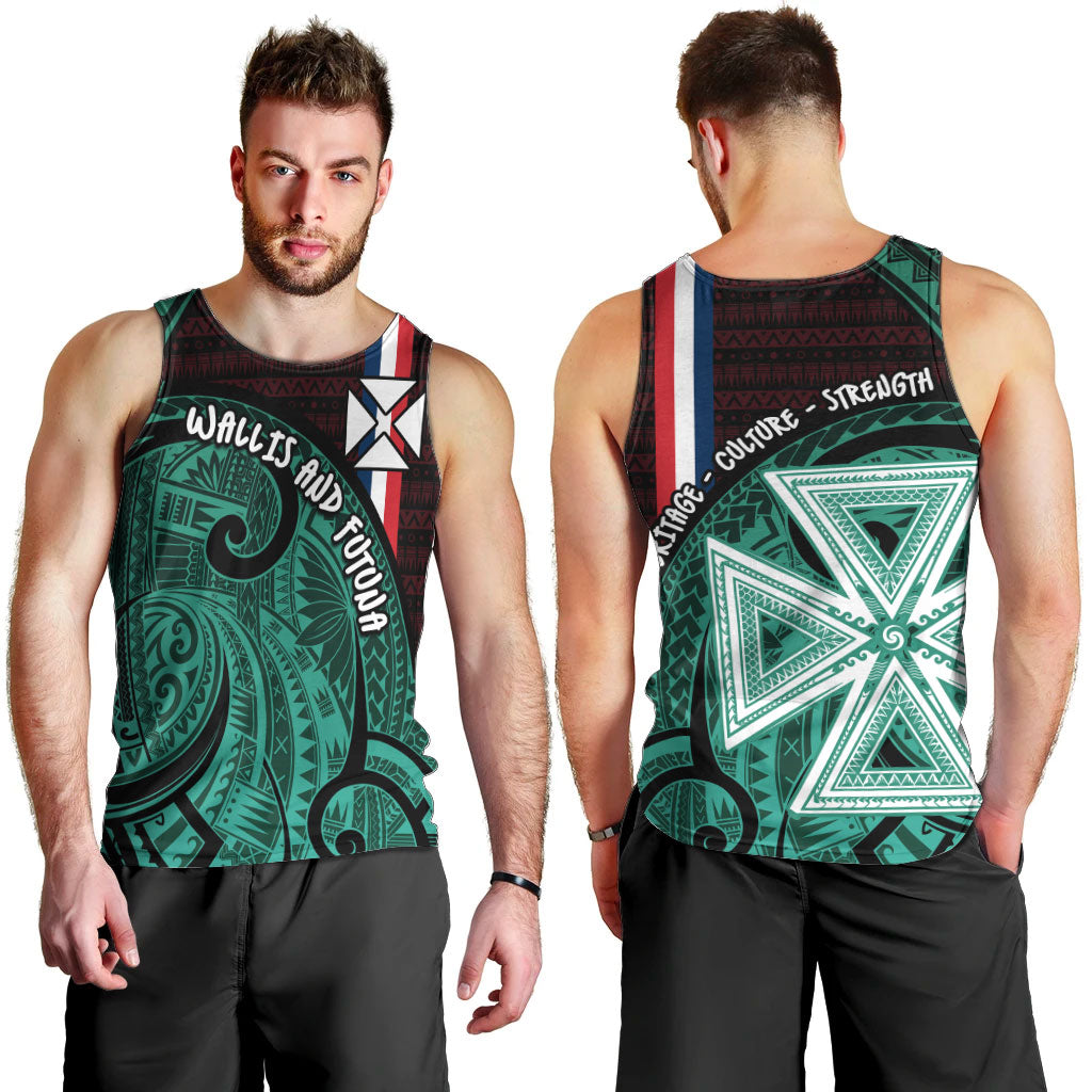 Wallis And Futuna Men Tank Top Tribal Polynesian Tattoo Heritage Cross Flag