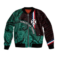 Wallis And Futuna Sleeve Zip Bomber Jacket Tribal Polynesian Tattoo Heritage Cross Flag