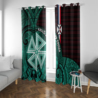 Wallis And Futuna Window Curtain Tribal Polynesian Tattoo Heritage Cross Flag