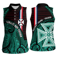Wallis And Futuna Women Sleeveless Polo Shirt Tribal Polynesian Tattoo Heritage Cross Flag