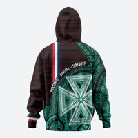 Wallis And Futuna Zip Hoodie Tribal Polynesian Tattoo Heritage Cross Flag