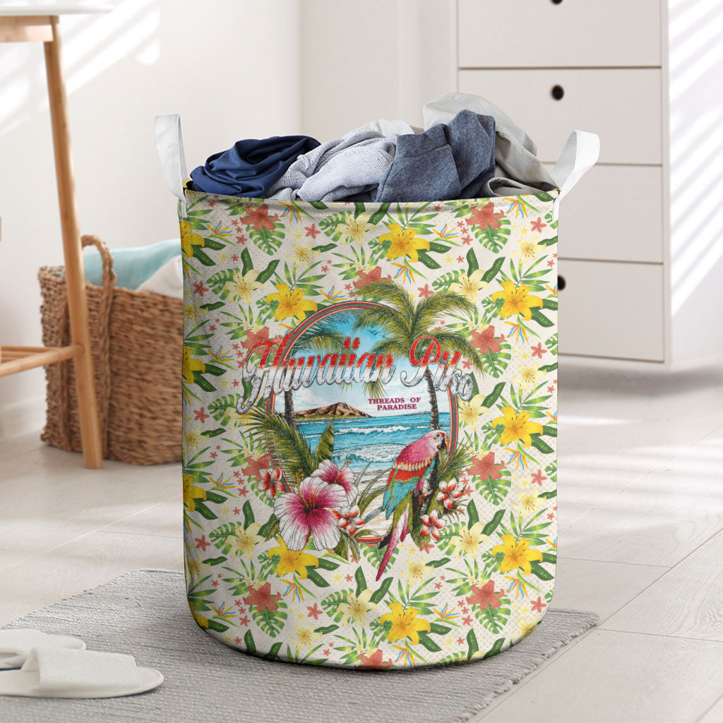 Hawaiian Piko Threads Of Paradise Aloha Laundry Basket Tropical Hibiscus Plumeria