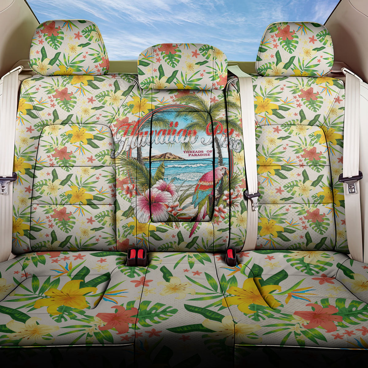 Hawaiian Piko Threads Of Paradise Aloha Back Car Seat Cover Tropical Hibiscus Plumeria