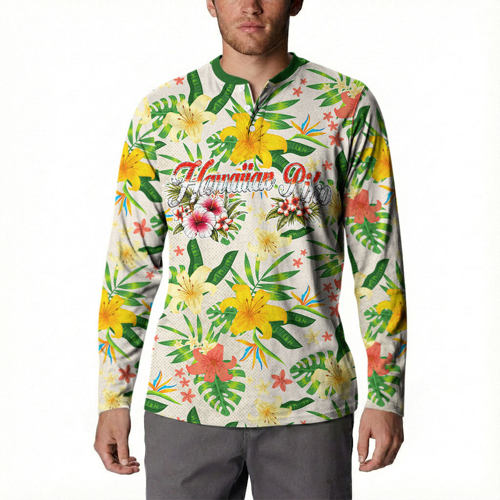 Hawaiian Piko Threads Of Paradise Aloha Button Sweatshirt Tropical Hibiscus Plumeria