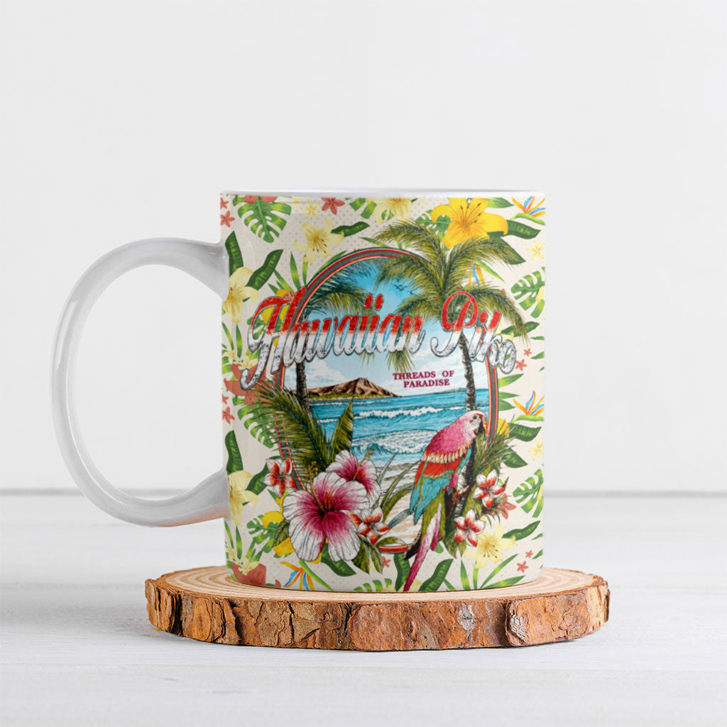 Hawaiian Piko Threads Of Paradise Aloha Ceramic Mug Tropical Hibiscus Plumeria